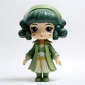 Leia: Stylistic Manga Girl Wearing Green Outfit Vinyl Toy Royalty Free Stock Photo