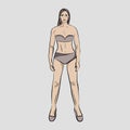 Girl, doll in underwear for putting on clothes on her. Capsule basic wardrobe for a woman. Minimalism. Fashion. Big cupboard. Isol