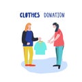 Girl donates clothes to another girl