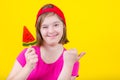 Girl Down syndrome with large Lollipop Royalty Free Stock Photo