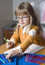 Girl drawing at home Royalty Free Stock Photo