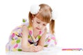 Girl drawing a picture with colour pencils Royalty Free Stock Photo