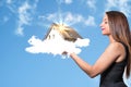 Girl with Dream House Royalty Free Stock Photo