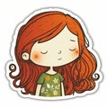 girl dream red sticker humanized characters funny vector artistic and delicate minimalist hand drawn doodle