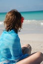 Girl dreaming on a beach Royalty Free Stock Photo