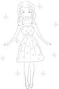 Girl in a dress coloring page