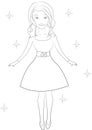 Girl in a dress coloring page