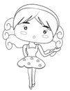 Girl in a dress coloring page