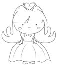 Girl in a dress coloring page