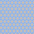 Simple romantic delicate floral pattern with white geometric mosaic daisies on a blue background