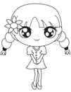 Girl in a dress with a flower coloring page