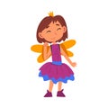 Girl Dressed as Fairy Princess, Cute Kid Playing Dress Up Game Cartoon Vector Illustration Royalty Free Stock Photo