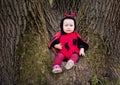 girl dressed as ladybug. allergy season. concept of imagination Halloween childhood and holiday Royalty Free Stock Photo