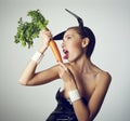 A girl dressed as a rabbit Royalty Free Stock Photo