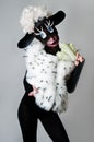 A girl dressed as a sheep. The unusual costume and body painting Royalty Free Stock Photo