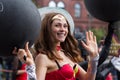 Girl dressed as Wonder Woman super hero on Carnival of Cultures