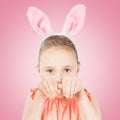 Girl dressed in Easter bunny ears