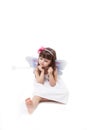 Girl dressed in fairy isolated on white background Royalty Free Stock Photo