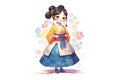 girl dressing in hanbok for korean festivity