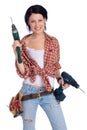 Girl with drill Royalty Free Stock Photo