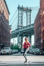 Girl drinking coffee on Washington street