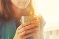 Girl drinking cup of coffee