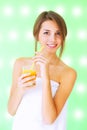 Girl drinking juice Royalty Free Stock Photo