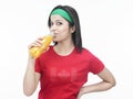 Girl drinking juice Royalty Free Stock Photo