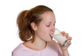 Girl drinking milk Royalty Free Stock Photo