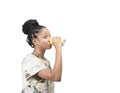 Girl drinking soda Royalty Free Stock Photo