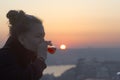 Girl drinking tea