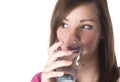 Girl drinking water.