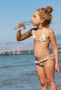 Girl drinking water from the bottle