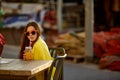 Girl drinking Orange juice Royalty Free Stock Photo