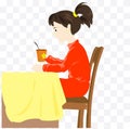 girl drinks tea character illustration on white background