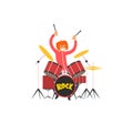 Girl Drummer Vector Illustration