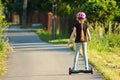 Girl on Dual Wheel Self Balancing Electric Skateboard