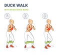 Girl Duck Walk Workout Exercise with Resistance Band Colorful Concept Royalty Free Stock Photo