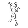 Girl with dumbbells training icon, outline style
