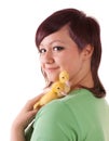 Girl with easter ducklings Royalty Free Stock Photo