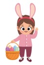 girl with easter eggs basket Royalty Free Stock Photo