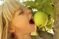 Girl Eating Apple in Tree Royalty Free Stock Photo