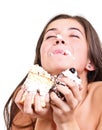 Girl eating the cake Royalty Free Stock Photo