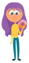 Girl eating donut, illustration, vector Royalty Free Stock Photo