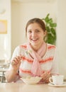 Girl eating dumplings