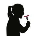 A girl eating, head silhouette vector Royalty Free Stock Photo