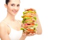 Girl eating healthy sandwich Royalty Free Stock Photo