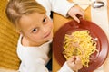 Girl eating lunch or dinner