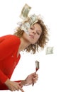 Girl eating money Royalty Free Stock Photo