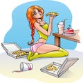 Girl eating pizza